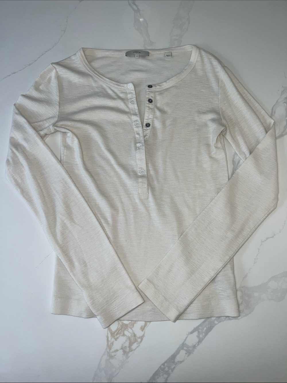 Vince Ivory Long Sleeve Henley Top